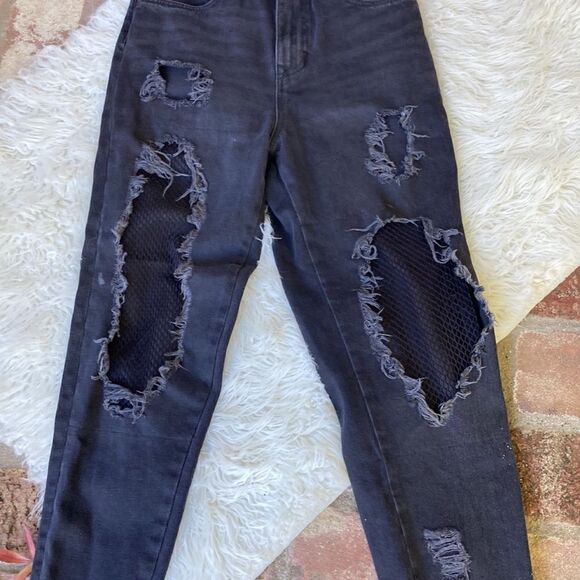 Zara Basic Z1975 Denim Women’s High Waisted Black High Rise Ripped Jeans Size 2 - Picture 3 of 13